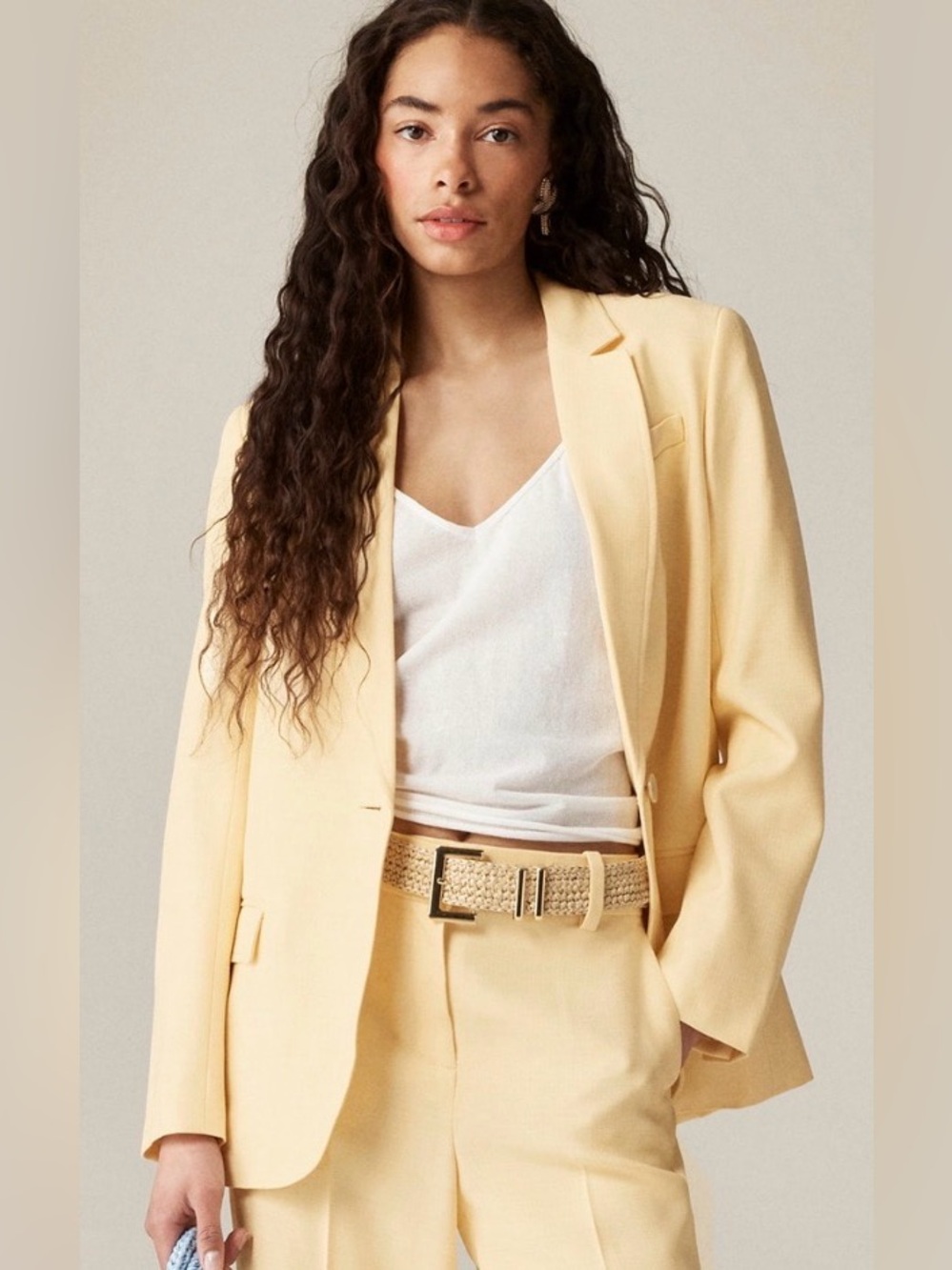 J. Crew Light Yellow Single-Breasted Blazer
